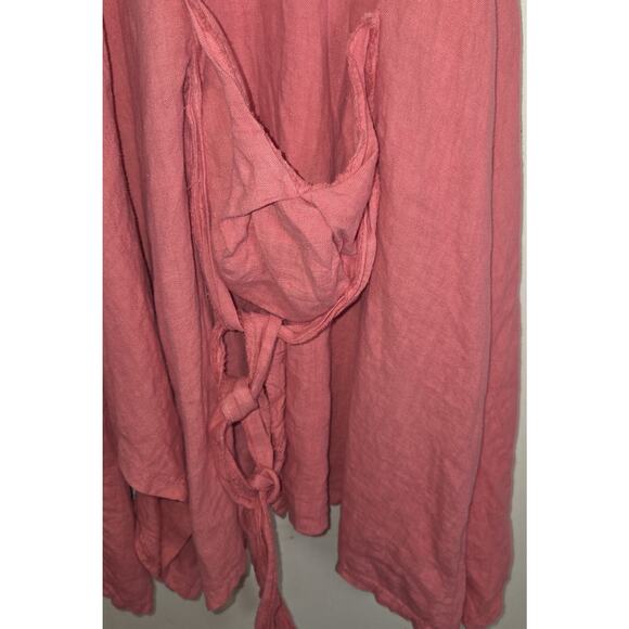VTG La Bass Coral Linen Dress XL Oversized Statement Lagenlook ITALY NWT Artsy - Picture 9 of 16
